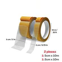 10Mt Cintas Doble Cara extrafuerte - Cinta Adhesiva Fibra de Vidrio, Tapetes, Superficies Interiores o Exteriores, Lisas no mas clavos 2cmx 10Mt, 1pz - 5cm x 10m y 2cm x 10m + 2 - Ver 5
