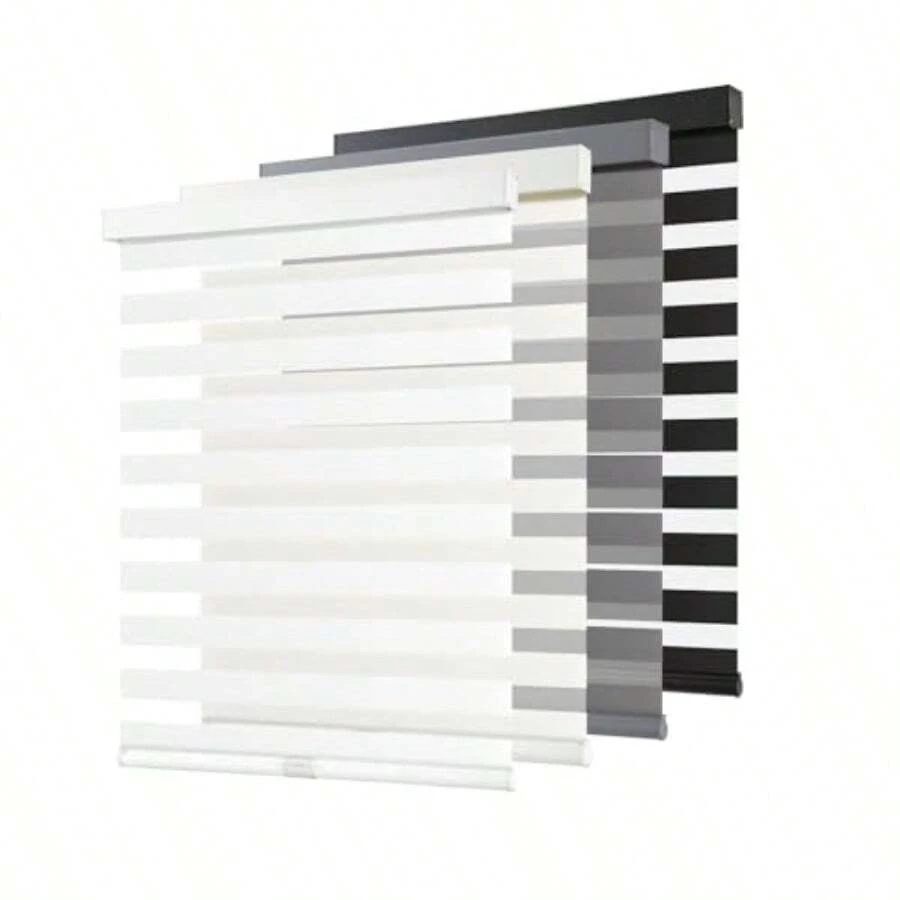 SLAW Cordless Zebra Blinds For Windows Pull Down Roller Window Shades Dual Layer Light Filtering Privacy For Day And Night Free-Stop Door Shades For Home Easy To Install 20" W X 72" H White - 白色 - 查看 1