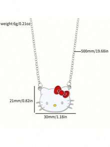 2 Sets [Bracelet + Necklace] Party Gift, Sanrio [Licensed] Cute Hello Kitty Pendant Necklace & Bracelet Set, Cartoon Animal Alloy Jewelry Decorated With Pink Stars, Bow, Heart-Shaped Keychain, Suitable For Daily Wear And Gift-Giving - Non-Electroplated - Multicolor - View 4