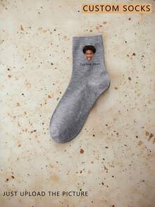 1 Pair Custom Photo Mid-Calf Socks, Customized Socks With Photos And Text, Couple Socks, Customized Photo Socks, Customized Printed Socks, Personalized Funny Face Socks, Customized Picture Socks - Multicolor - View 10