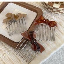 7齿醋酸纤维蝴蝶结发梳夹，女士发型发夹，刘海断发梳夹，女孩礼物，头饰，侧梳，发饰 - 彩色 - 查看 7