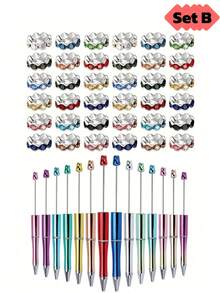 DIY Beaded Pen Craft Jewelry, New Hot-Selling DIY Jewelry Silicone Beads, New Hot-Selling DIY Jewelry Silicone Gradient Color Electroplated Colorful Beaded Pen Arts And Crafts, Suitable For Ballpoint Pen Jewelry, Crafts, Jewelry Making, Suitable For Making Holiday Gifts, New Year Gifts, Back To School Gifts, Valentine's Day Gifts, Jewelry Making Materials (Random Color Shipped) - Multicolor - View 11