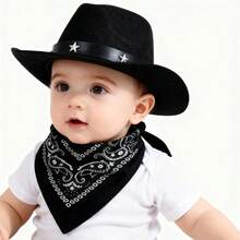 Babykostüm im Western-Cowboy-Stil - stilvoller brauner Ledercowboyhut + retrobedrucktes Lätzchen, süßer Kinderfotorequisit, unisex für Baby Jungen und -mädchen, Neugeborenen-Modeoutfit, -tauglich, Baby-Shower/Geburtstags-Geschenk, Baby-Fotorequisit