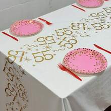 1pc Gold Foil Number Birthday Table Runner, 6/16/20/25/35/45/55/65/75/85 Years Old Birthday Party Decoration, Anniversary Retirement Party Supplies, Birthday Celebration, Father's Day, Mother's Day - Gold - View 24