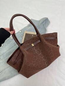 Nova Bolsa Feminina Retrô Fosco De Alta Qualidade Com Estampa De Leopardo, Bolsa Transversal, Bolsa Tote Multifuncional. - Multicolorido - Ver 5