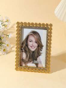 1pc/3Pcs Small Flower Photo Frame, Picture Framework, Baroque Picture Support Desktop Picture Framework, Wedding Decoration Framework, Gift 6 -Inch Home Decoration,Random Inner Paper