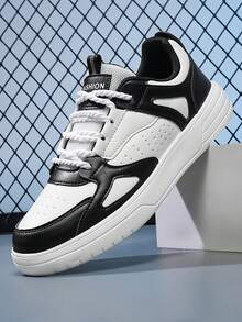 Classic Black White Skate Shoes - Low Top Lace-Up Casual Sneakers For Men, Unisex Everyday Fashion Tennis Shoes, Perfect Gift Idea - 白黑 - 查看 5