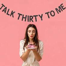 Talk Thirty To Me" Glitter Gold Banner - Funny 30th Birthday Party Decoration For Men Women | Adult Birthday Supplies - Multicolor - View 4