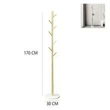 1pc Marble Texture Clothes Rack, Simple Freestanding Movable Bedroom Clothes Hanger Rack, Modern Minimalist Design - Gold - View 5