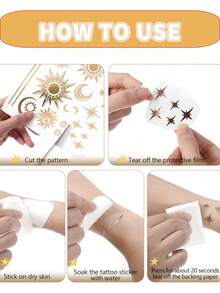 9 pièces Autocollants de tatouage temporaire au henné doré, tatouages au henné pailleté, tatouages pour les mains, tatouages métalliques dorés pour adultes femmes, ensemble de faux tatouages de fleurs mandala dorées, convient pour mariage, fête, vacances, Saint-Valentin - Doré - Voir 6