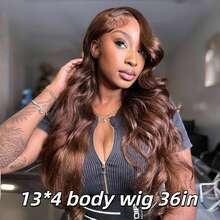 250% Chocolate Brown Body Wave Wig Human Hair Wigs 13X4 Lace Front Wig #4 Light Brown Long Body Wave T Part Lace Frontal Wig Pre Plucked Hairline Transparent Lace Frontal Wig Christmas Gifts For Women