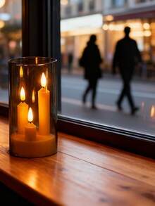 3-Wick Flameless LED Candle, Battery Operated, Suitable For Halloween, Romantic Weddings, Home Decor, Etc. - White - View 2