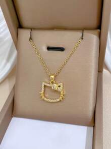 SANRIO 1件装2D项链 - 可爱粉色连衣裙搭配心形吊坠，日常或派对饰品，女孩生日/情人节礼物 - 官方配饰，时尚饰品，闪亮水钻，吊坠，可爱魅力，卡哇伊爱好者 - 彩色 - 查看 6