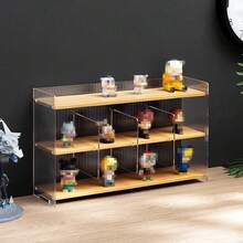 3-Tier Single Compartment Display & Storage Rack, Desktop Organizer For Action Figures, Water Bottles & Toys - Apricot - View 3