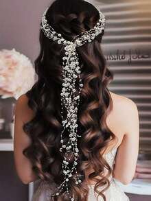 5件套优雅浪漫优质仿珍珠发链头饰，适用于婚礼、新娘等场合。 - 白色 - 查看 5