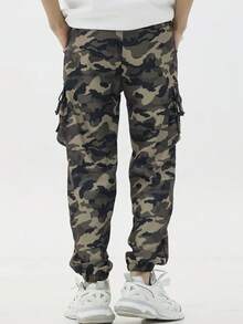 青少年男童休闲时尚春夏工装裤，带口袋、搭扣和迷彩印花 - 彩色 - 查看 2