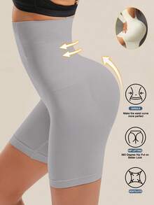 1件装高腰收腹短裤塑身裤收腹提臀塑形内裤女士平腹提臀提臀内裤无痕塑形内衣女士塑形内裤 - 灰色 - 查看 4