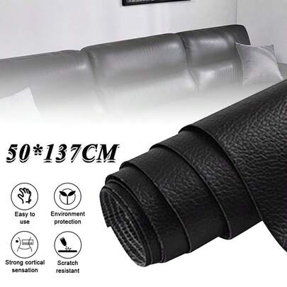 50x137cm Schwarze Leder Reparaturfolie, großes Format für umfassende Reparaturen, schwarze Farbe universell & elegant, perfekt für Gürtel, Geldbörse, Sofa, Autositze & Handtasche, kratzfest & wasserabweisend, einfach anzuwenden & langlebig, deckt Abnutzungen, Kratzer & Flecken ab, praktisches Tool für Lederpflege im Innenbereich
