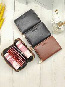 1pc Multi-Card Slot Card Holder Wallet, Zipper Card Case Organizer For Women And Men - Multicolor - View 1