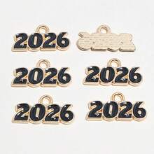 20 pièces Charms pendentif numéro d'année 2026 en émail 18x9mm pour boucles d'oreilles, colliers, bracelets. Accessoires de fabrication de bijoux DIY - 2026 - Voir 6