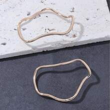 1对优雅不对称几何耳环，金色 - 耳圈 - 查看 7