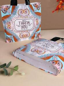 10/50pcs Thick Plastic Gift Bags With Handles, Printed With "Thank You", Suitable For Wedding, Birthday Party Gifts, Small Business Clothing Packaging, Etc. - Multicolor - View 4