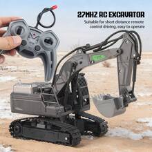 1pc Remote Control Excavator, Alloy Boom, Crawler All-Terrain Drive Mechanical Arm, Realistic Construction Vehicle, Children's Toy Model. Includes 3.7V 500mAh Lithium Battery, Remote Control Requires 1.5V*2 AA Batteries (Not Included) - Grey - View 2