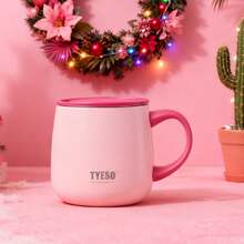 TYESO Festa do final de ano. 1 Peça 12OZ/355ML Novo Copo Térmico Aço Inoxidável, Garrafa Térmica, Xícara de Café de Parede Dupla a Vácuo de Alta Qualidade, Garrafa de Água Criativa Para Carro e Viagem, Festa do final de ano, Natal, Caneca de Viagem Com Leite e Café à Prova de Derramamento Caneca Térmica Com Tampa, Cozinha, Xícara de Café Para Bebidas Quentes e Frias,Xícara de Café da Manhã Para Casa, Adequado Para Casa, Escritório, Viagens Ao Ar Livre, Esportes e Pode Ser Usado Como Presente, Presentes de Natal, presentes para mulheres, presentes para homens, presentes para a mãe, presentes para o Amigo Secreto, canecas de Natal, canecas de inverno. - Rosa - Visão 1