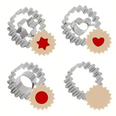 2pcs/4pcs Stainless Steel Cookie Cutters, Round, Star, Flower And Heart Shaped Candy Molds, Cookie Cutters, Chocolate Molds, Cake Decorating Molds, Baking Tools, Kitchen Gadgets, Christmas And Valentine's Day Cookie Cutter Accessories, Household Kitchen Essentials, Holiday Supplies