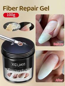 XEIJAYI 1件 100g 纖維指甲修復凝膠，適用於斷裂指甲，透明指甲修復凝膠，凝膠指甲強化劑，適用於薄指甲 - 無色 - 查看 4