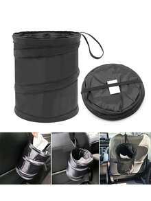 1pc Foldable Car Trash Can, Black Car Garbage Bin, Car Seat Storage Bucket, Camping Spiral Bucket, Multi-Function Trash Can - Multicolor - View 12
