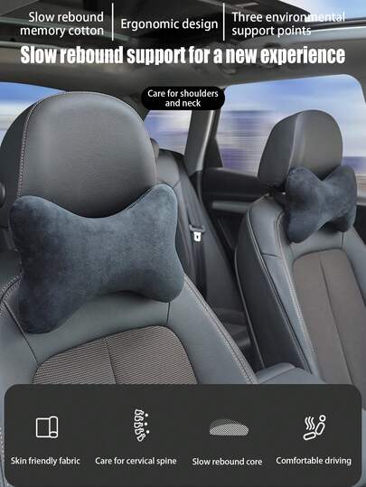 1个/2个装柔软舒适的汽车颈枕，汽车颈部支撑垫，四季通用汽车座椅头枕，毛绒汽车内饰配件，汽车枕头，汽车座椅垫