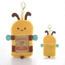 1个超可爱透明卡通毛绒卡套，ins风毛绒卡通卡套，3英寸照片星星卡片展示吊坠，多功能，可用于身份证、工作证、学生证、教师证、病假条等。