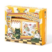 Simno Kawaii Cat Scrapbook Supplies Kit, Stationery Set With Memo Notes, Washi Tape & Stickers, Craft Supplies Gift For Cat Lovers, Bullet Journal - Orange - View 13