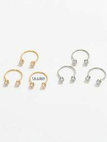 3pcs Zirconia Ring Set For Women, Adjustable Open Design, Suitable For Daily, Party, And Date Wear - Multicolor - View 5