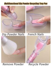 美甲粉刷、美甲粉蘸取及回收容器，带刷子，自助美甲粉蘸取，便携式美甲套装 - 彩色 - 查看 3