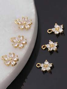 6入組雛菊花瓣微鑲嵌水鑽吊墜適用於DIY耳環,手鍊,腳鍊,腰鏈