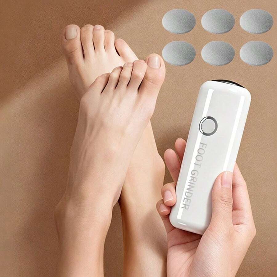 New Cylindrical Electric Foot File USB Pedicure Device, 2-Speed Adjustable, Stainless Steel Grinding Head, For Home/Foot And Hand Care, Foot, Hand, Multi-Function Beauty Tool, Battery Capacity: 500mAh - Multicolor - View 1