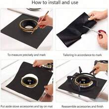 Gas Stove Burner Liners, 6/1 Pack Non-Stick Reusable Gas Range Protectors Stove Top Covers For Gas Burners Heat-Resistant Dishwasher  10.6"X10.6" - Black - View 5