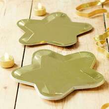 10pcs Christmas & New Year Gold & Silver Star Shaped Disposable Paper Plates - Party Decor For Birthdays & Holidays - Multicolor - View 5