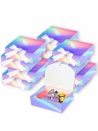 10pcs - Dazzle Gift Box With Lid, Best Man Proposal Box, Deluxe Dazzle Gift Box With Ribbon For Wedding Gift Box, Birthday Gift Box, Party Gift Box, Christmas Gift Box, Bridesmaid Gift Box, Graduation Gift, Valentine's Day Gift Box