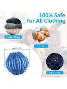 4 piezas Removedor de pelusa de lavadora, Atrapador de pelo de mascota de nailon, Cepillo quitapelusas - Azul - Ver 4