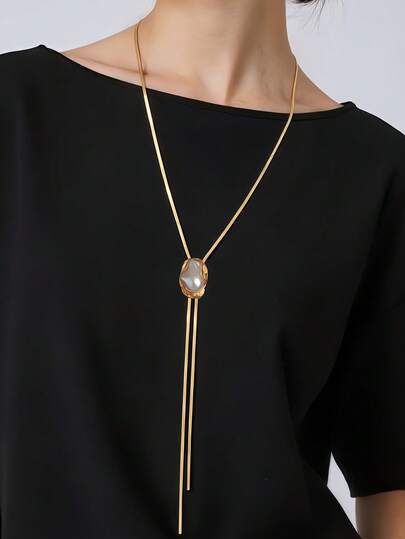 1 st minimalistiskt barockt Y-halsband med hänge, tröjkedja, höst/vinter