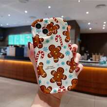 Cáscara de nieve estereoscópica completamente cubierta con bordes de nieve de jengibre de Navidad compatible con iPhone 16, 16 Pro, 16 Pro Max, 15, 15 Pro, 15 Pro Max, 14, 14 Pro, 14 Pro Max y 13, 12, 11 Plus - Mezcla de color 1 - Ver 2