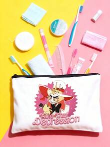 2 piezas/1 Set Bolso de lona con estampado "Supera la depresión", bolso de hombro para viajes y uso diario, bolso de compras, opción ideal como regalo, bolso plegable de viaje, bolso de lona, bolso de fin de semana, organizador de viaje de gran capacidad, artículos esenciales para cruceros y vacaciones para hombres y mujeres - Multicolor - Ver 9