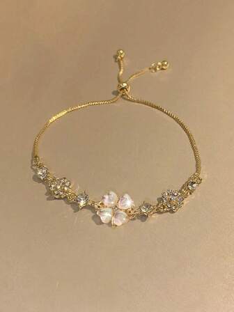 1 New Lucky Grass Bracelet For Teenagers, Suitable For Girls, Light Luxury Niche Exquisite Birthday Gift, Very Suitable For Girlfriends Or Girlfriends