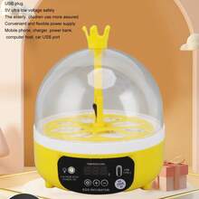 Mini Egg Incubator for Home Automatic Temperature Humidity Control 4 Eggs Candler Poultry Hatching Machine for Chickens Ducks Pigeons Auto Turning - Amarillo - Ver 8