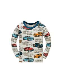 Kids' Cotton Pajamas Set With Cars Pattern, Soft Sleepwear For Boys Age 1-8 Years Old All-Season Long Sleeve PJS For Play & Sleep - 淺灰色 - 查看 9