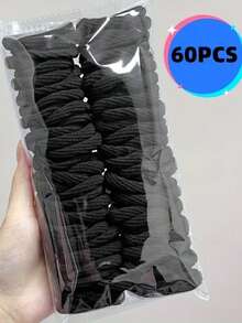 30/60pcs Women Seamless Elastic Hair Ties - Geometric Design Hair Bands, Suitable For Curly And Thick Hair, Colorful Patterns And Black, Various Style Hair Accessories Including Red, Blue, Yellow, Pink, Purple, Etc. - Multicolor - View 9