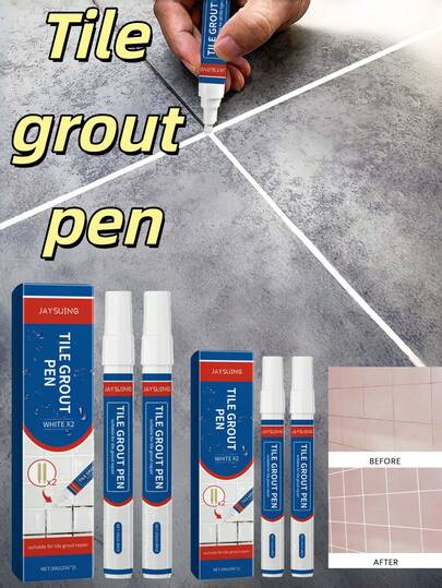 1pc Jue-Fish Tile Repair Pen, Waterproof And Mildew-Proof Tile Grout Filler Pen For Bathroom Floor Cracks, Long-Lasting And Durable, Creates A Neat And Tidy Home Space, Suitable For Living Room, Bedroom, Bathroom Floor, Sink, Tile Gaps Beautification, Waterproof And Stain Removal Pen